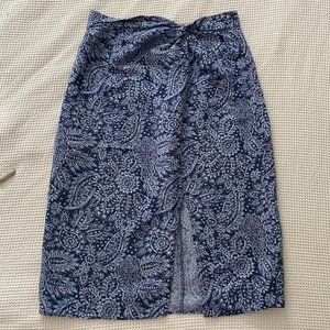 Madewell Linen-Blend Knotted Midi Skirt in Paisley Garden